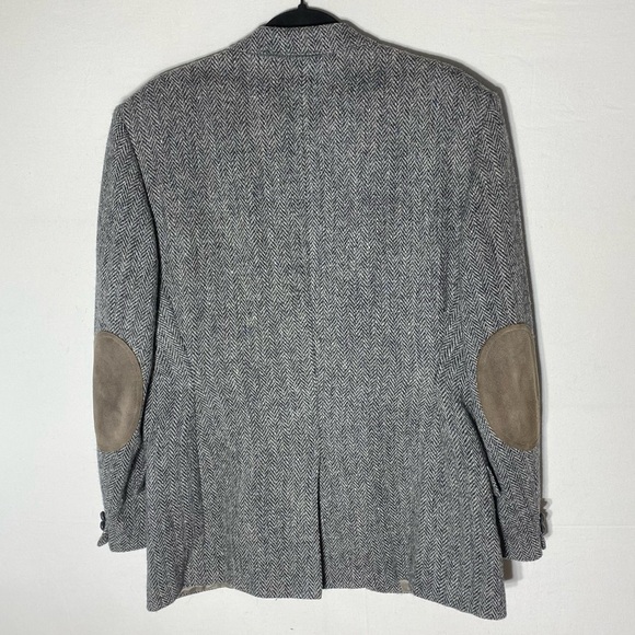 Vintage Harris Tweed Leishman Classic Grey Wool Herringbone Blazer 46R - Picture 15 of 16